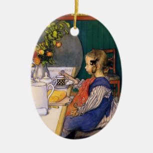 Carl Larsson - ein trauriges Frühstück des Spät Keramik Ornament