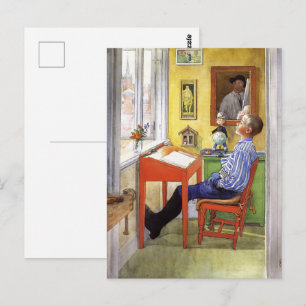 Carl Larsson Esbjorn am roten Schreibtisch Vintage Postkarte