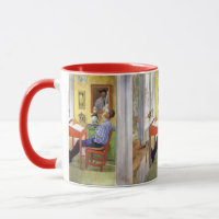 Carl Larsson Esbjorn am roten Schreibtisch Vintage