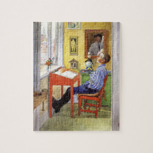 Carl Larsson Esbjorn an rotem Schreibtisch Vintage Puzzle