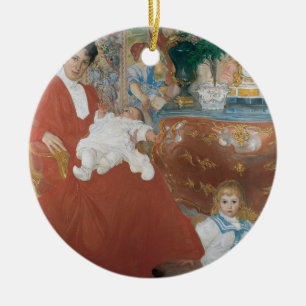 Carl Larsson Frau Dora Lamm und ihre zwei ältesten Keramik Ornament