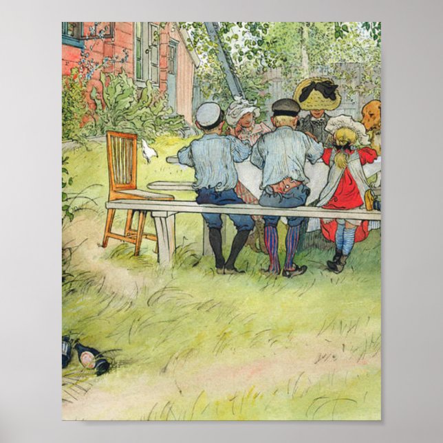 Carl Larsson Frühstück unter der großen Birke Poster (Vorne)