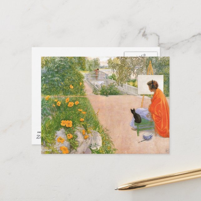 Carl Larsson Gemälde, Brücke Postkarte (Vorderseite/Rückseite Beispiel)