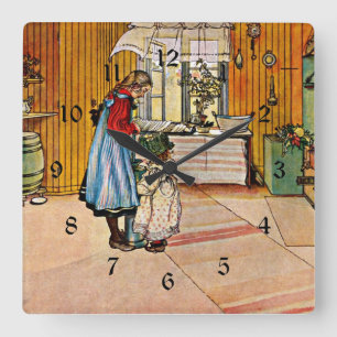 Carl Larsson Gemälde, Die Küche Quadratische Wanduhr