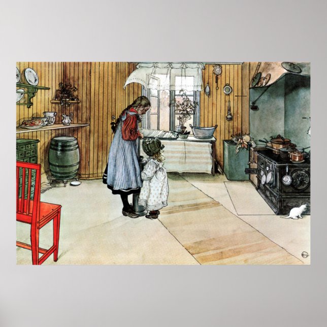 Carl Larsson in der Küche Kunstposter Poster (Vorne)