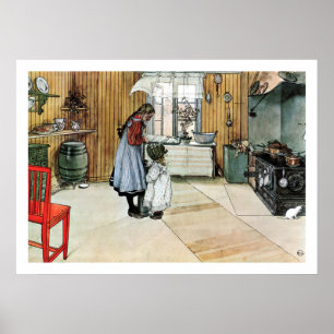 Carl Larsson In the Kitchen Fine Art Print Poster