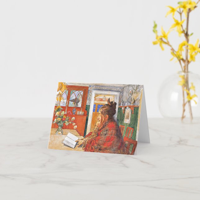 Carl Larsson - Karin Reading Karte (Gelbe Blume)