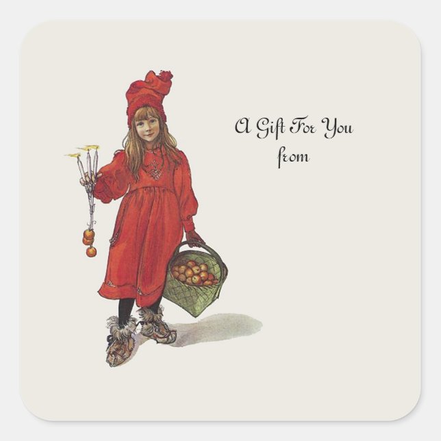 Carl Larsson Little Swedish Girl: Brita as Iduna Quadratischer Aufkleber (Vorderseite)