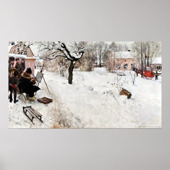 Carl Larsson Open-Air-Malerin. Winter-Motif Poster (Vorne)