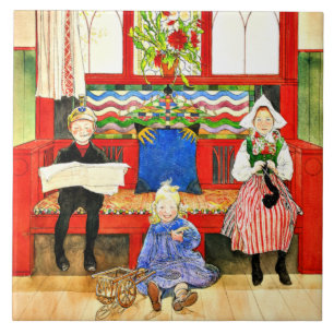 Carl Larsson - Papa, Mama, Child, Fine Art Fliese