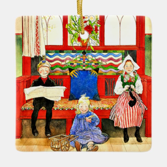 Carl Larsson - Papa, Mama, Child, Fine Art Keramikornament (Vorderseite)