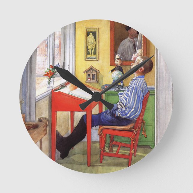 Carl Larsson - Realist Painter Runde Wanduhr (Vorderseite)