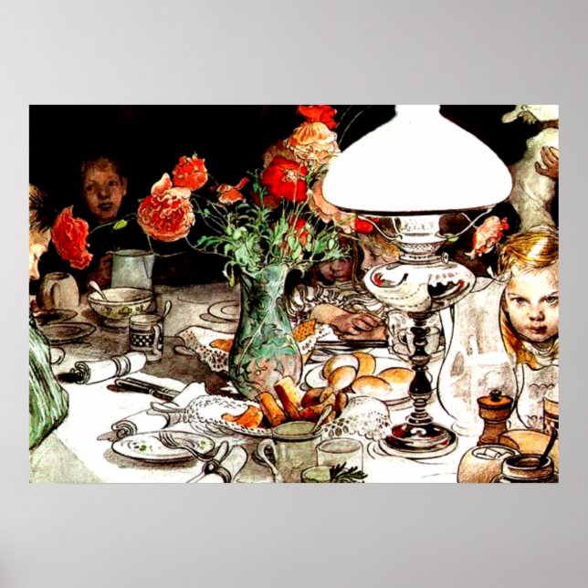 Carl Larsson - Rund um die Lampe Poster (Vorne)