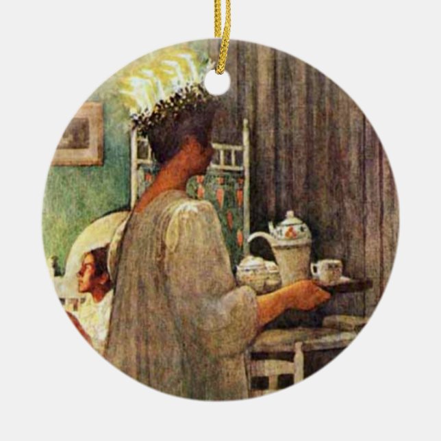 Carl Larsson St. Lucia Weihnachten in Schweden Keramikornament (Vorne)