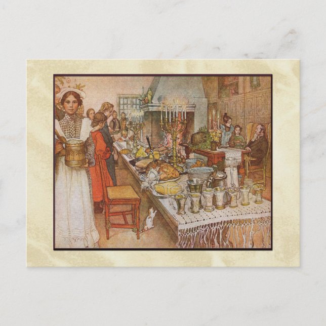 Carl Larsson-Weihnachtsabends-Abendessen Feiertagspostkarte (Vorderseite)