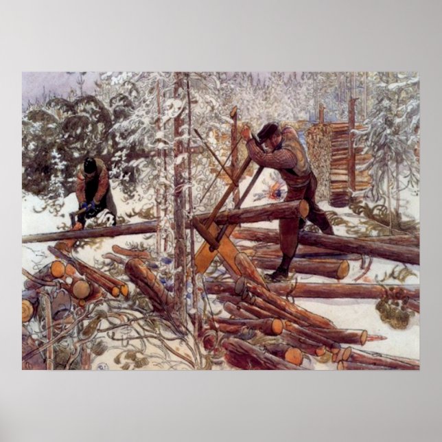 Carl Larsson Woodcutters im Wald Poster (Vorne)