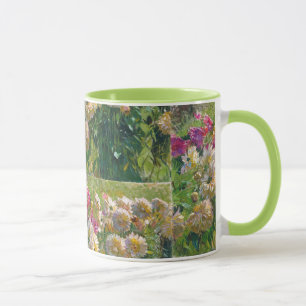 Carl Moll Vintage Blumen Grüne Rosa Dahlien Tasse