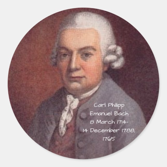 Carl Philipp Emanuel Bach 1765 Runder Aufkleber (Vorderseite)