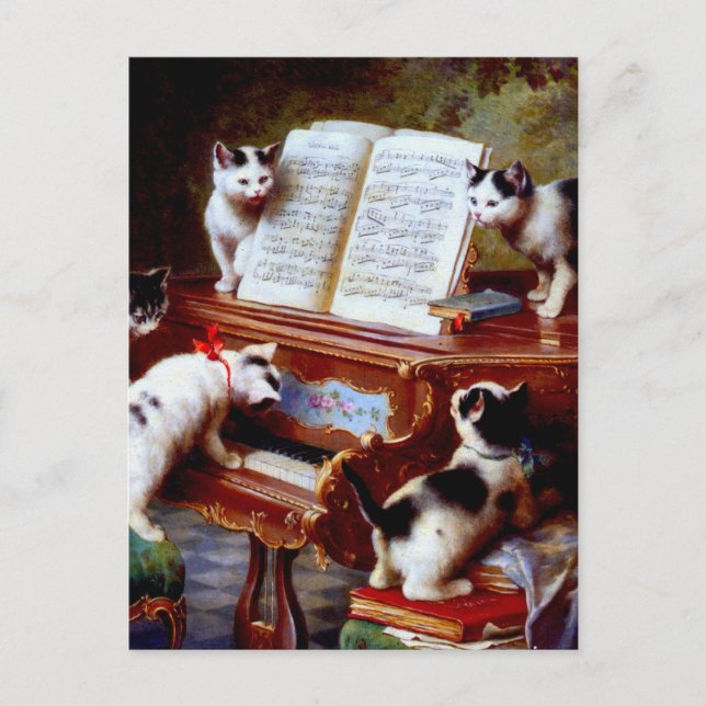 Carl Reichert Kittens Piano Postkarte (Vorderseite)