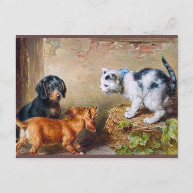 Carl Reichert Painting Brave Kitten Postcross Postkarte (Vorderseite)