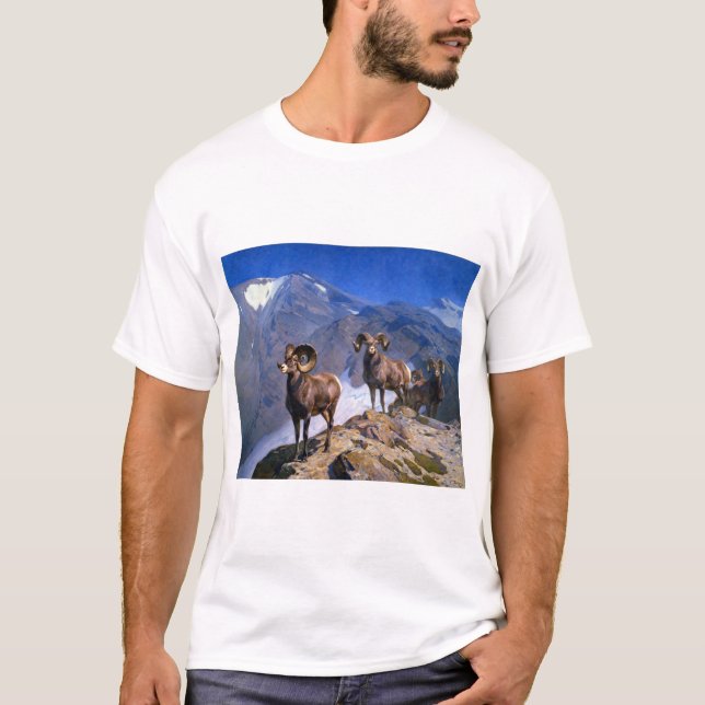 Carl Rungius Big Horn Sheep auf dem Wilcox Pass T-Shirt (Vorderseite)