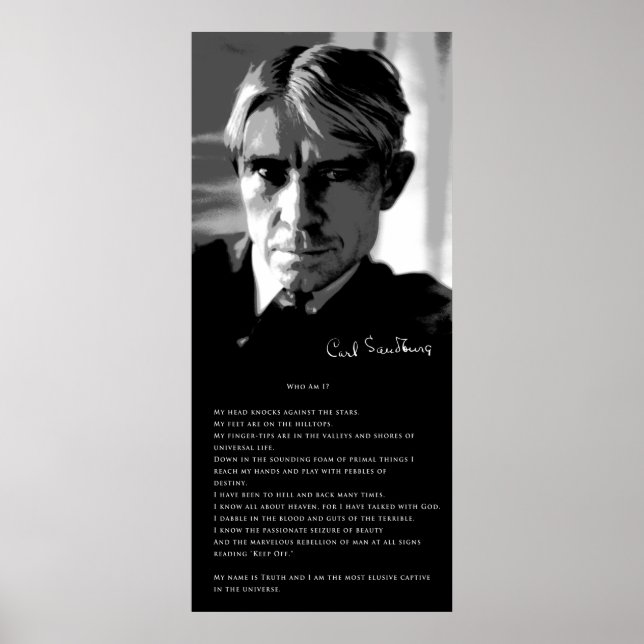 CARL SANDBURG's POEM: WER BIN ICH? Poster (Vorne)