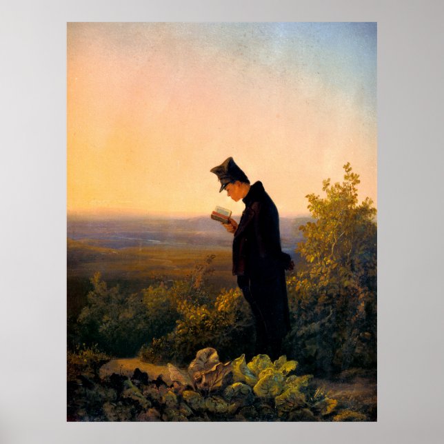 Carl Spitzweg, Das Abendbrevier, Deutsche Malerei Poster (Vorne)