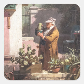 Carl Spitzweg - Der Kakteenfreund - Deutsche Maler Quadratischer Aufkleber
