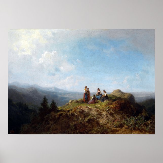 Carl Spitzweg Girls on a Pasta Poster (Vorne)