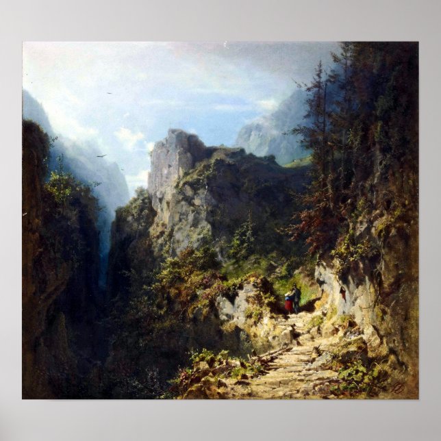 Carl Spitzweg Landschaft mit Liebe Poster (Vorne)