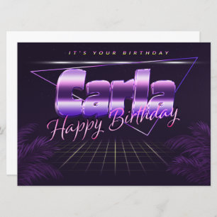 Carla Name Vorname lila retro Karte Geburtstag