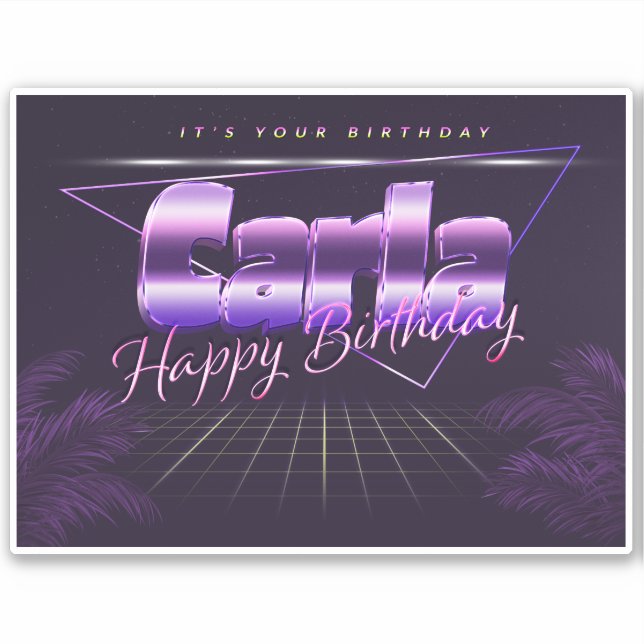Carla Name Vorname lila retro Sticker Geburtstag (Vorderseite)