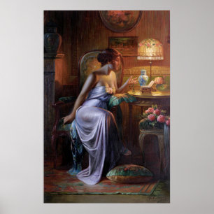 Carlier: Elegante Dame mit Necklace Poster