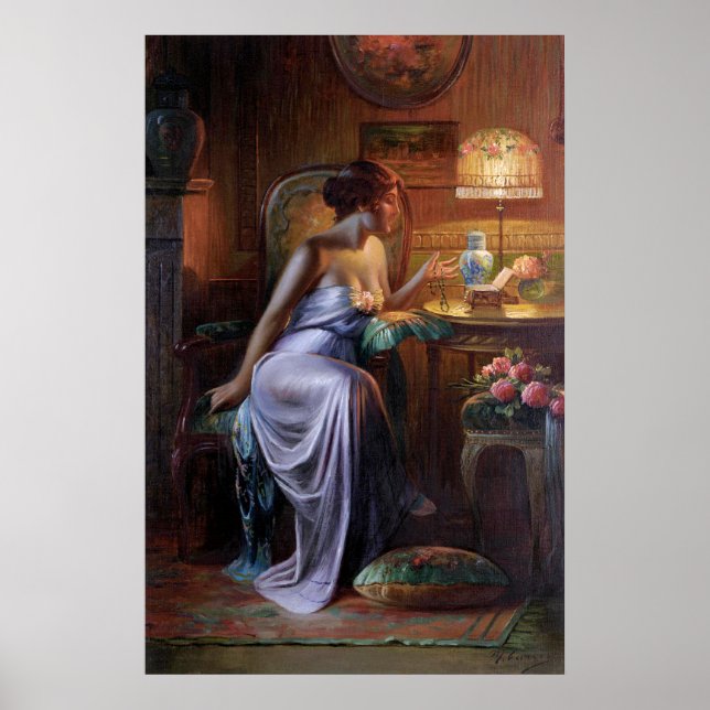 Carlier: Elegante Dame mit Necklace Poster (Vorne)