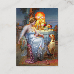 Carlier: Elegante Dame und ihr Hund Visitenkarte