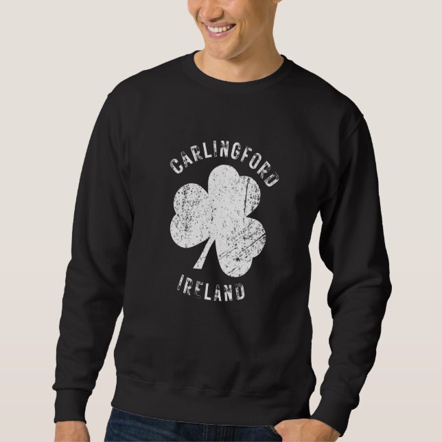 Carlingford Louth Ireland Vintage Shamrock Distres Sweatshirt (Vorderseite)