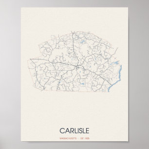 Carlisle Massachusetts Straßenkarte Poster