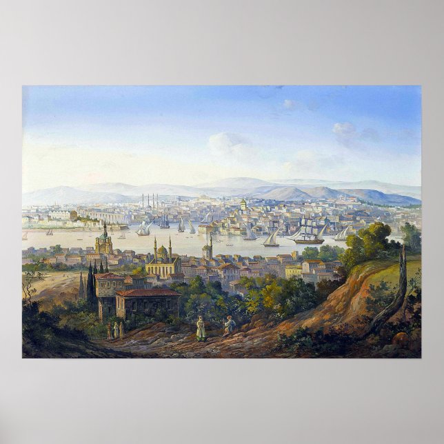 Carlo Bossoli Turks mit Blick auf Istanbul Poster (Vorne)