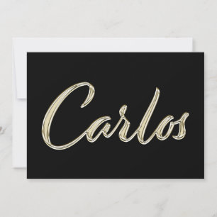 Carlos Name white gold Handwriting Karte