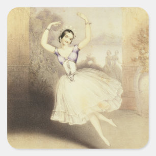 Carlotta Grisi (1819-99) im Ballett des Peri Quadratischer Aufkleber