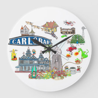 Carlsbad Beach City Spaß Große Wanduhr