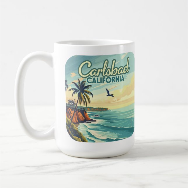 Carlsbad California San Diego Beach Vintag Kaffeetasse (Links)