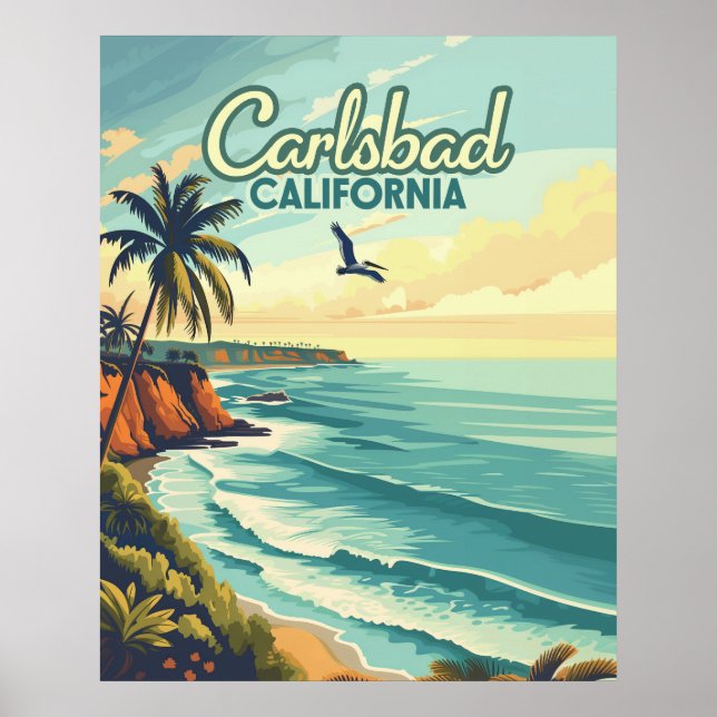 Carlsbad California San Diego Beach Vintag Poster (Vorne)