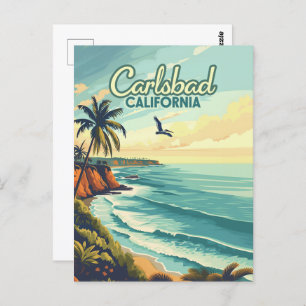 Carlsbad California San Diego Beach Vintag Postkarte