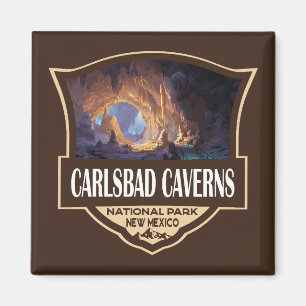 Carlsbad Caverns National Park Illustration Retro Magnet