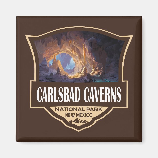 Carlsbad Caverns National Park Illustration Retro Magnet (Vorne)