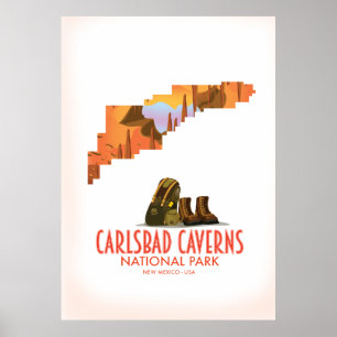 Carlsbad caverns national park new mexico map poster