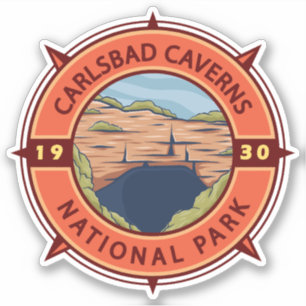 Carlsbad Caverns Nationalpark Retro Kompass Aufkleber