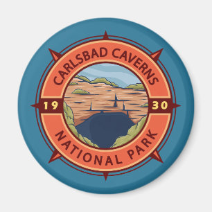 Carlsbad Caverns Nationalpark Retro Kompass Magnet