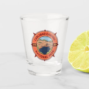 Carlsbad Caverns Nationalpark Retro Kompass Schnapsglas
